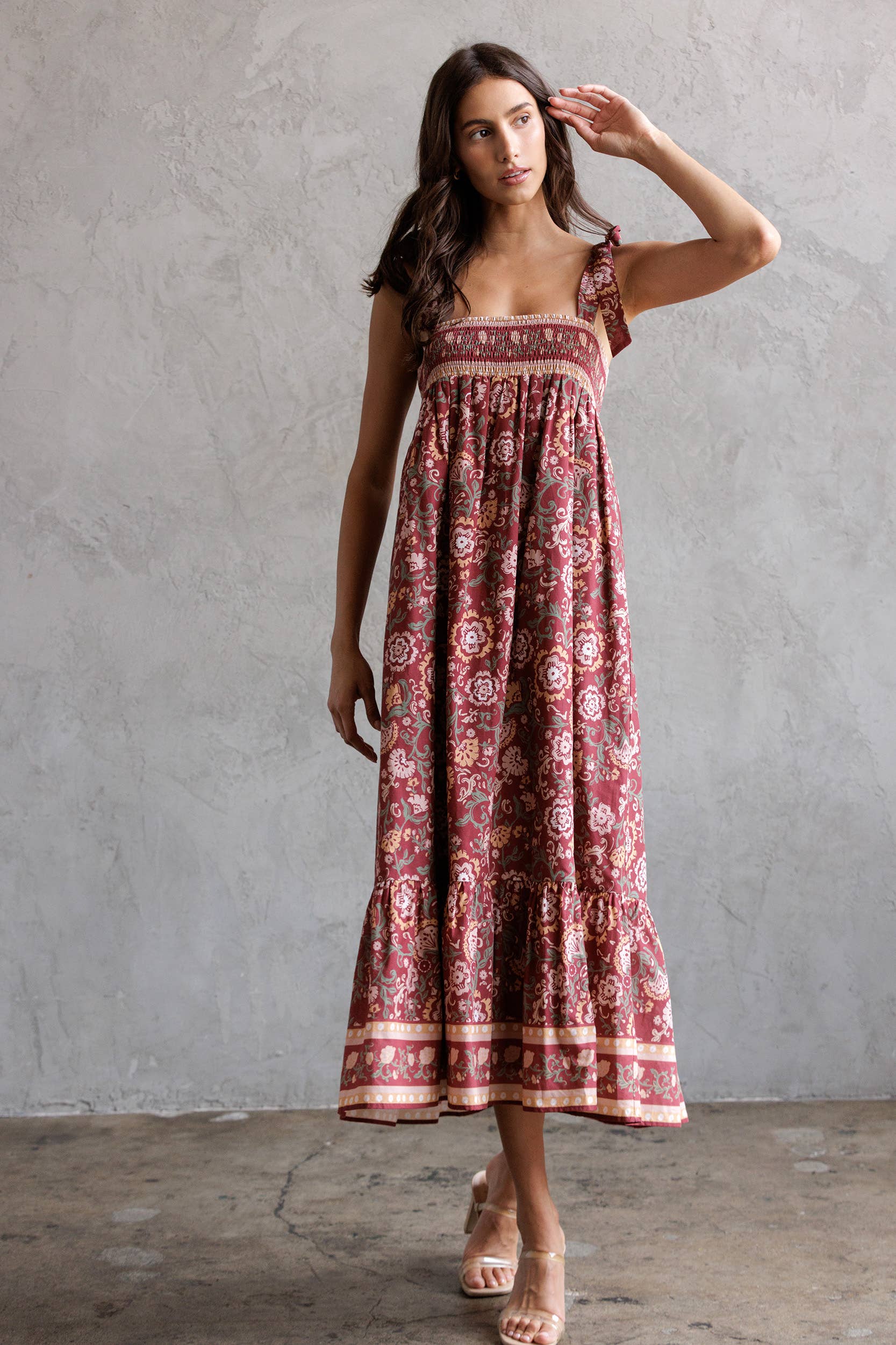 STORIA - Wholesale Dress - Women's - SJD7582 - MULTI FLORAL TIE MIDI DRESS3