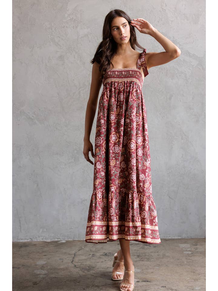 STORIA - Wholesale Dress - Women's - SJD7582 - MULTI FLORAL TIE MIDI DRESS3