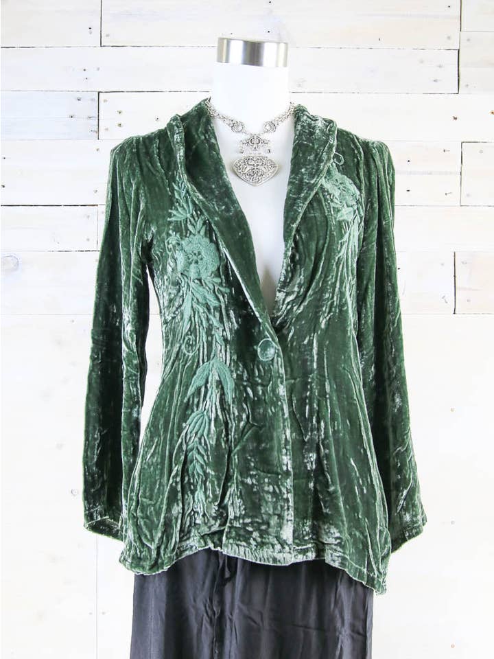 TABOO FASHION - Wholesale Jacket – Women's - Bree Long Silk Velvet Embroidered Jacket4