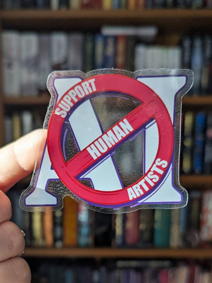 Support human artists translucent sticker for wholesale by Geek and Artsy