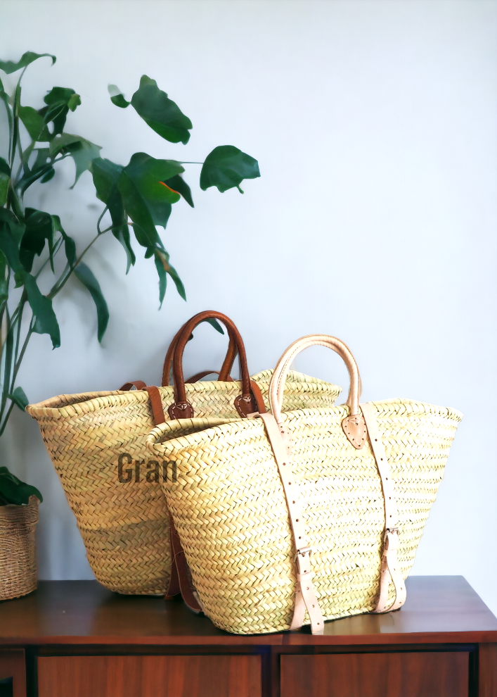 Gran Wholesale - Wholesale Backpack - Women's - Moroccan French Market Basket Bag - Backpack with Leather2