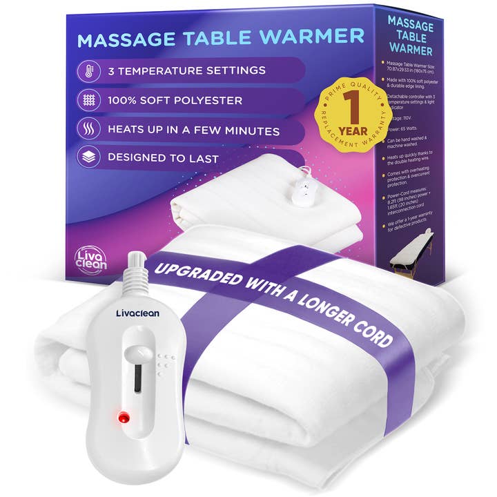 Chauffe-table de massage avec coussin chauffant 3 réglages de température pour la vente par Livaclean