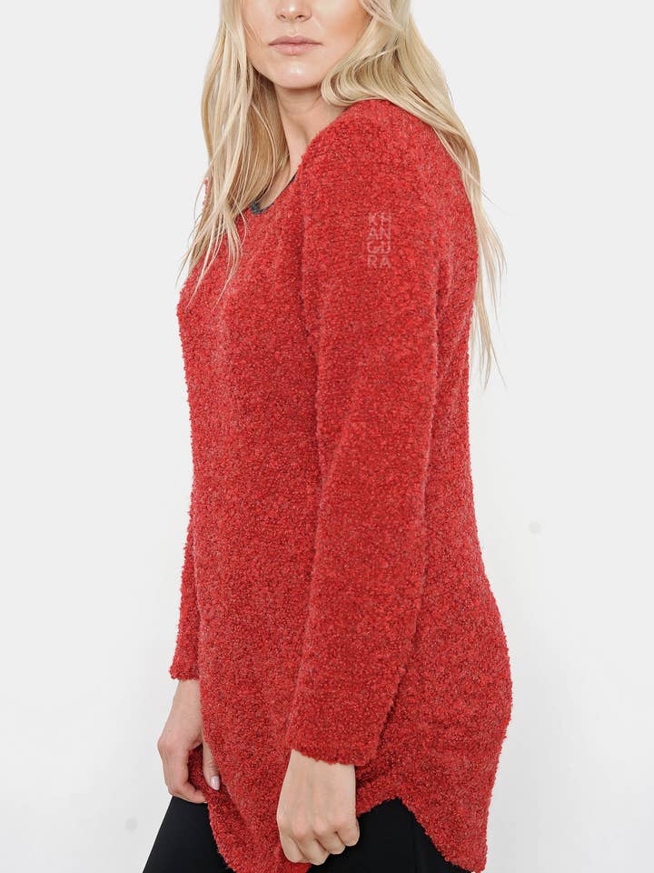 Bouclé Sweater Tunic - rouge for wholesale by Khangura