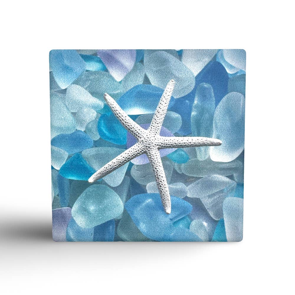 LISART LLC - Wholesale Coasters - 4" Sea Glass & Starfish coaster