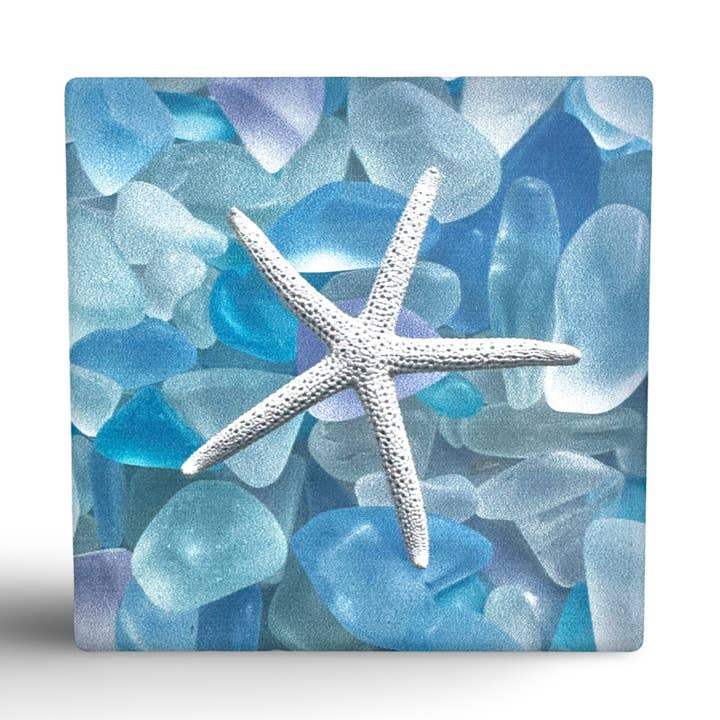 LISART LLC - Wholesale Coasters - 4" Sea Glass & Starfish coaster 0