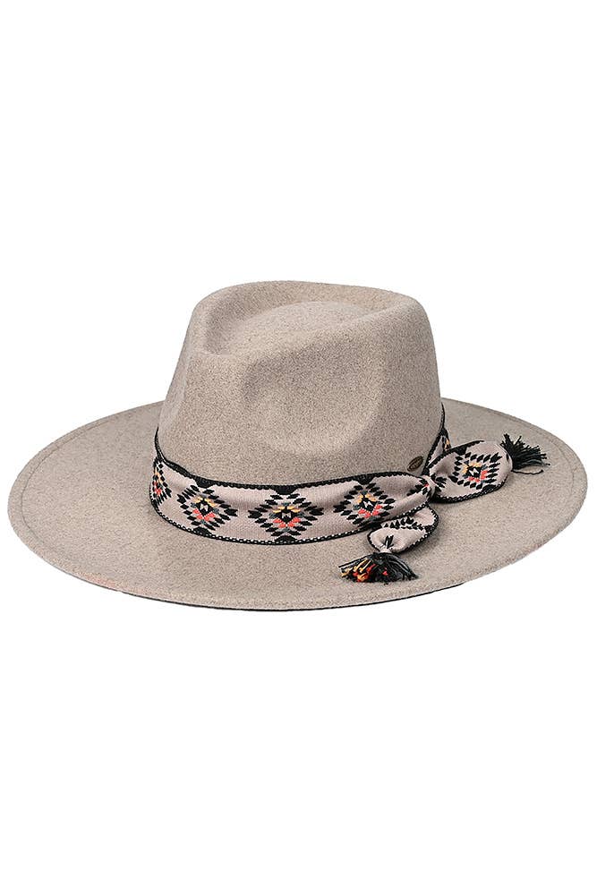 Hana – Fedora - Mulher por atacado – C.C Aztec Trim Band Vegan Felt Panamá4