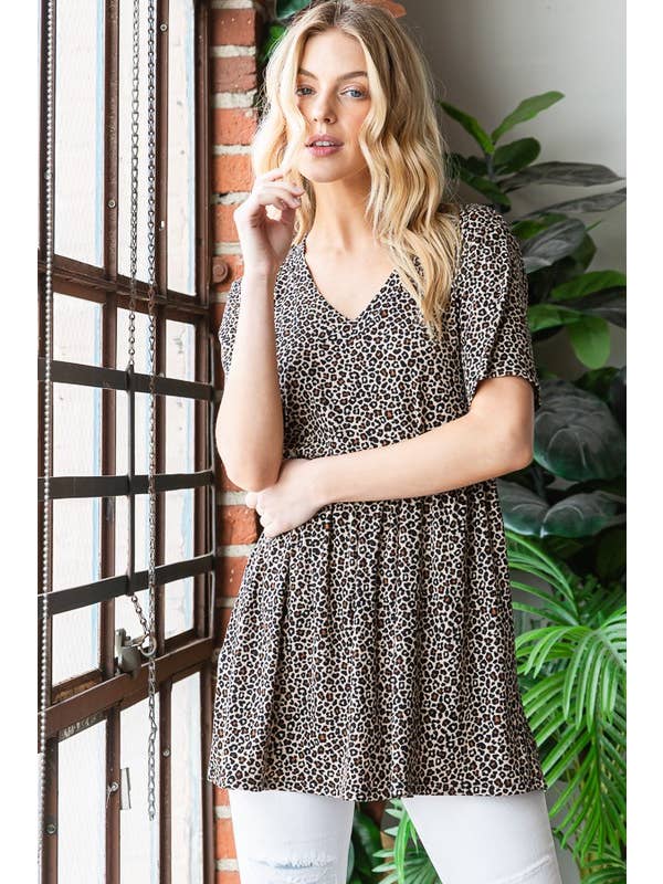 Black ST1875-38 ANIMAL BABYDOLL TOP for wholesale on Faire