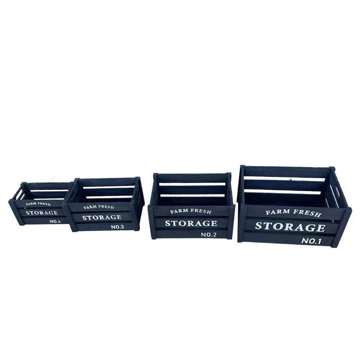 Set of 4 Wood Storage Crates for wholesale by Truu Design