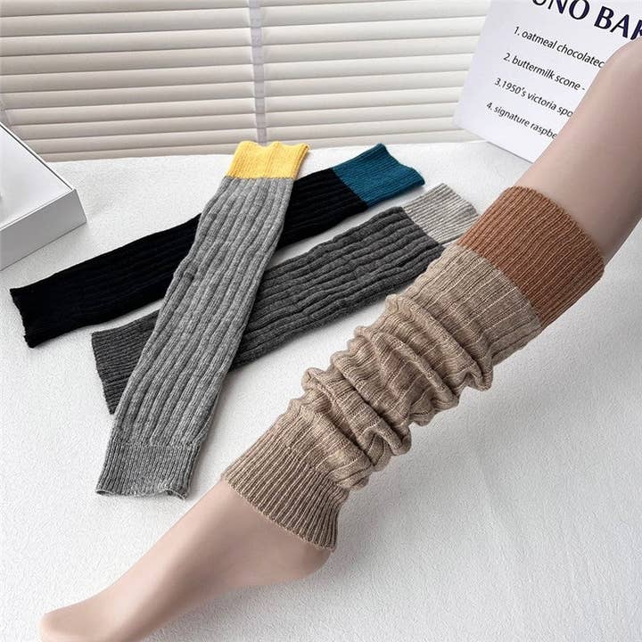 Color Block Knitted Leg Warmers for wholesale by Plush Looks