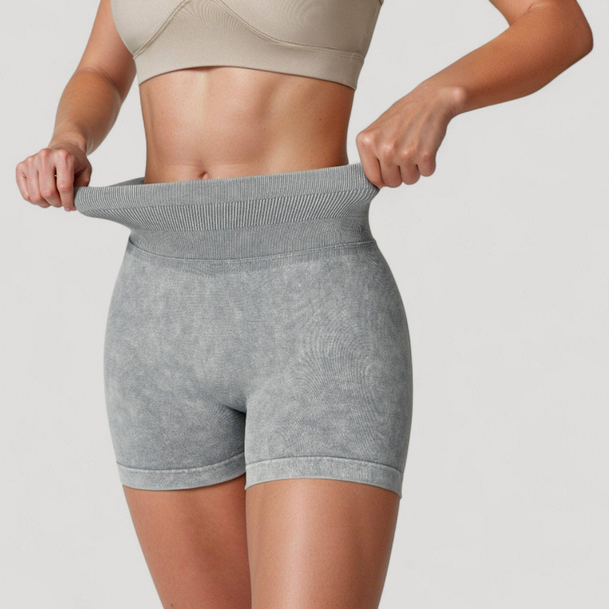 Active by Anna-Kaci - Vente Short de sport – femme - Shorts de cyclisme sans couture à taille haute côtelée pour femmes avec élasticité5