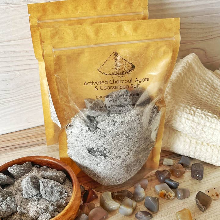 Rage Gems & Jewelry - Wholesale Bath Soak/Milk - Activated Charcoal, Agate & Coarse Sea Salt Bath Soak 1