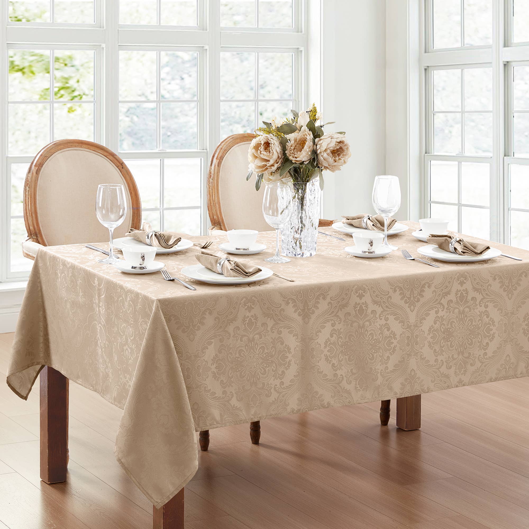 Threadmade Home - Wholesale Tablecloth - Caiden Elegance Damask Water and Stain Resistant Tablecloth10