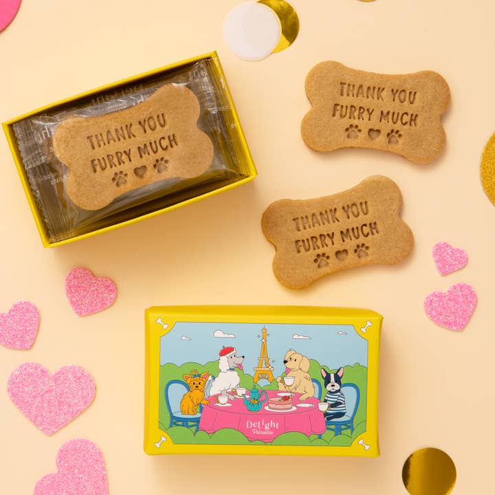MERCI BEAUCOUP BOÎTE DE BISCUITS POUR CHIENS pour la vente par DeLight Patisserie