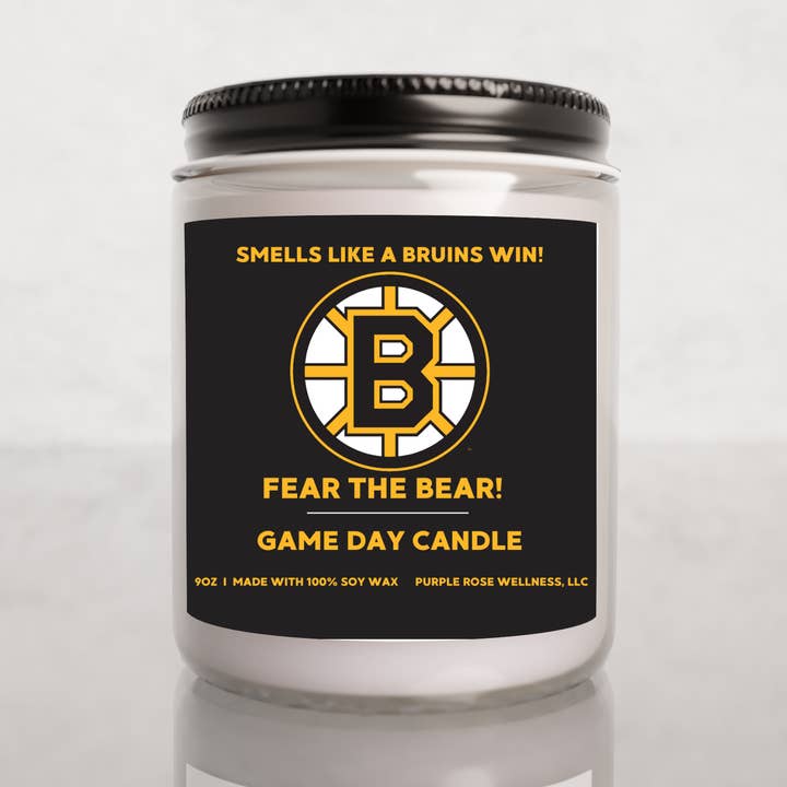 Purple Rose Wellness, LLC - Vente Bougie en bocal - Bougie de hockey des Bruins de Boston0