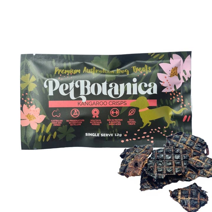 Pet Botanica - Wholesale Pet treats – Dog - Single Serve Dog Treats | Sample size | Kangaroo Crisps 12g1