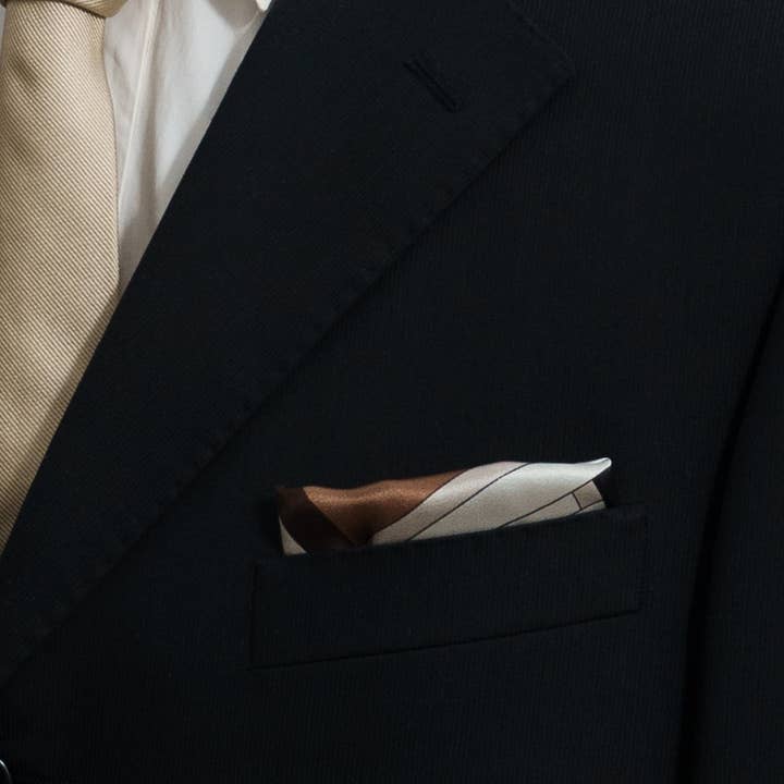 Neutral Lost Pattern x Leatherology Silk Pocket Square for wholesale on Faire