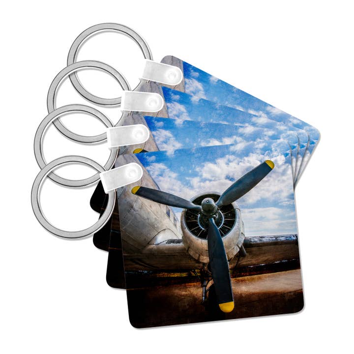 3dRose - Wholesale Keychain - Unisex - 3dRose, Abstracts of aviation - Propeller of a vintage aircraft. Color photo, Key Chain