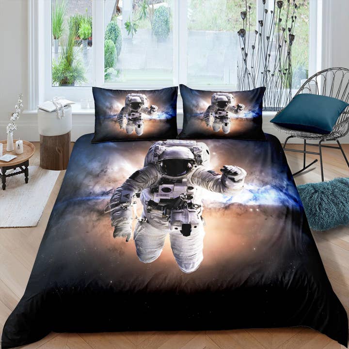Space Galaxy Sci Fi Astronaut Parure de lit, parure de lit pour enfant et taie d'oreiller pour la vente par daintyduvet