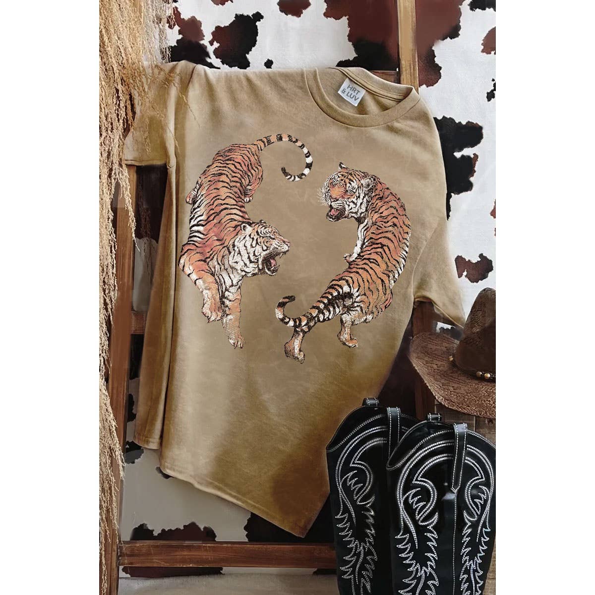 HRTandLUV - Wholesale T-Shirt (Graphic) - Women's - TIGERS PRINT MINERAL GRAPHIC TEE3