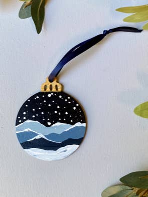 3 Inch Snowy Night Ornament for wholesale by 704 North Design co