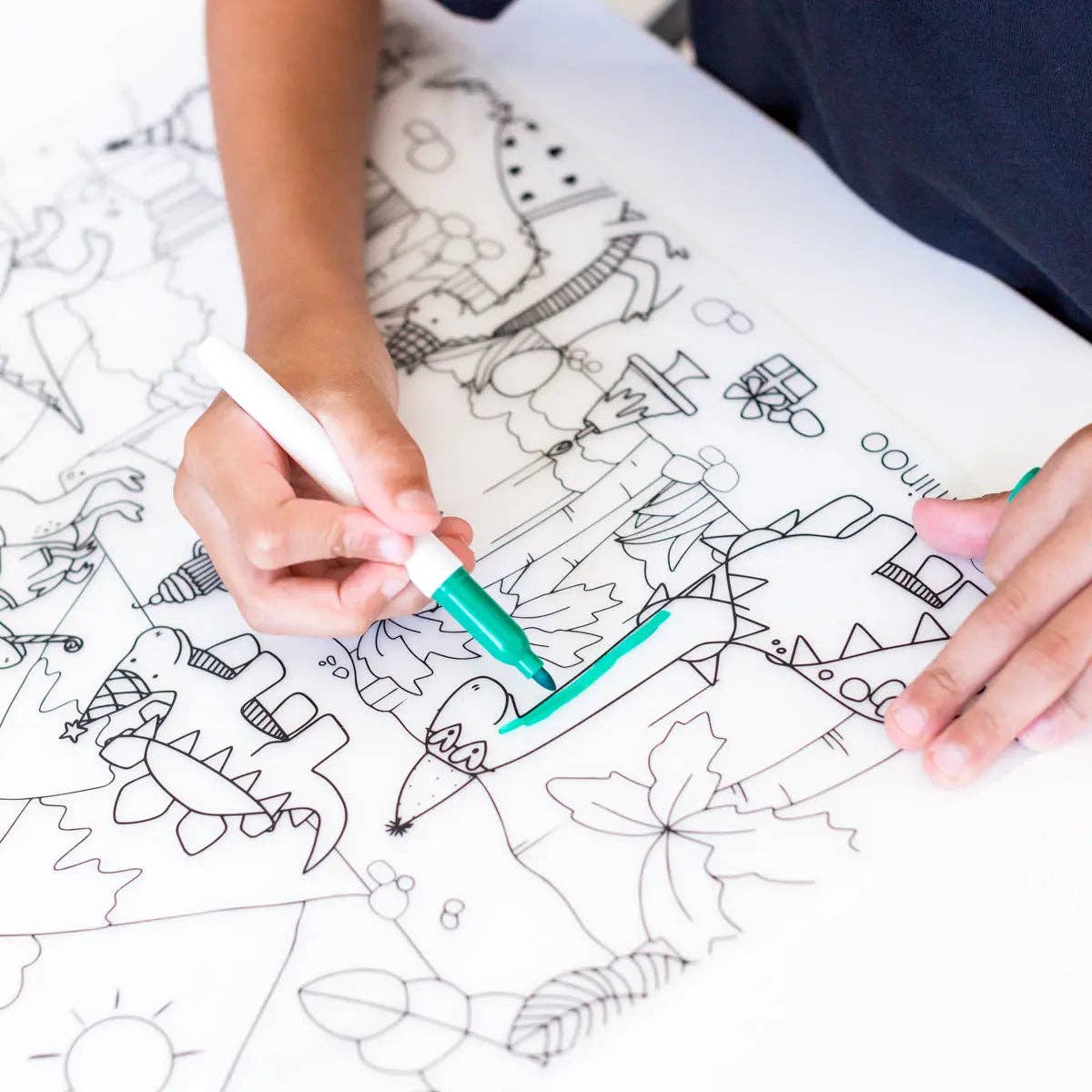 Miminoo – Engroshandel Maleunderlag - Børn og baby – Miminoo silikone genanvendelig tegneunderlag med tuscher - dinosaurusfest5