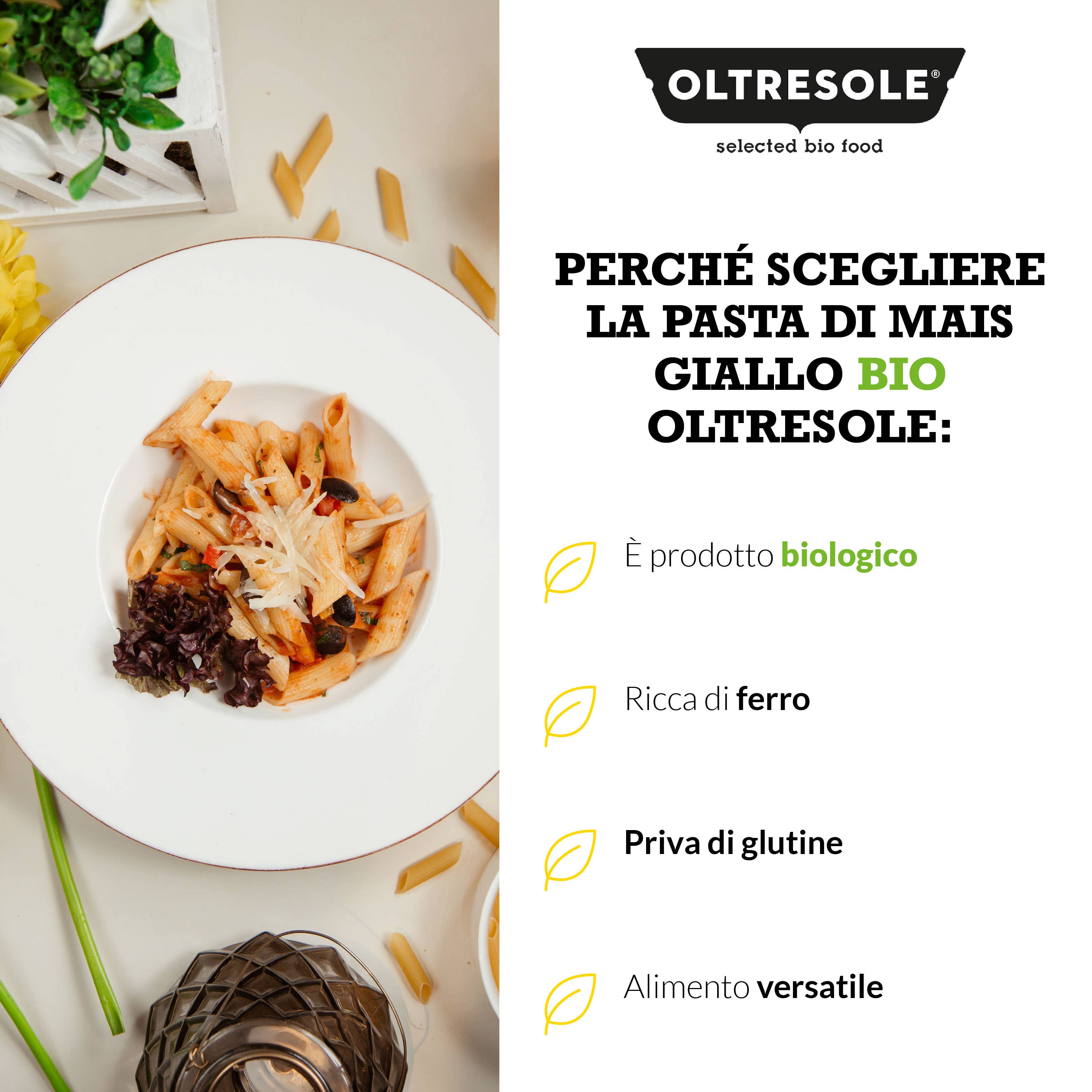 Oltresole - Wholesale Pasta - ORGANIC YELLOW CORN PASTA PENNE 350 g6
