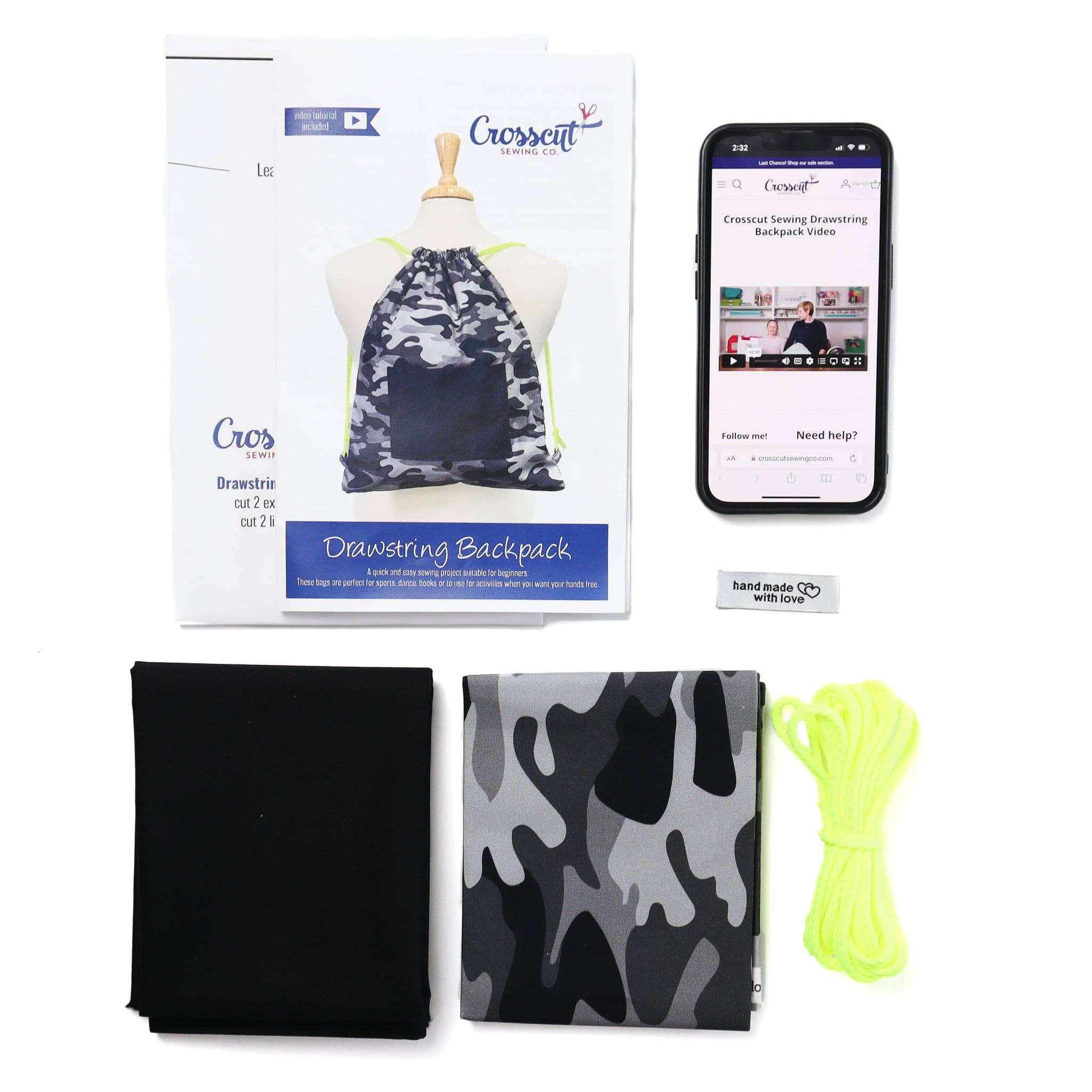 Crosscut Sewing Co. - Wholesale DIY Craft Kit - Drawstring Backpack Sewing Kit - DIY Sewing Project Kit for Beginners, Kids and Adults36