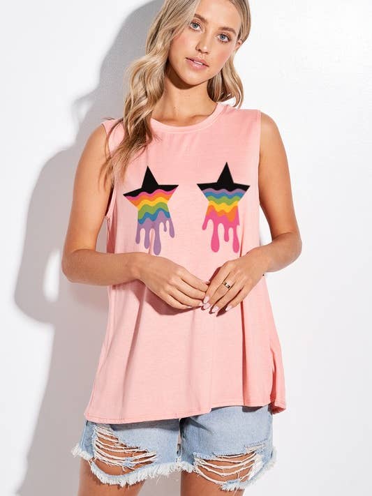 Melted star muscle tank top for wholesale by Lemon Tree