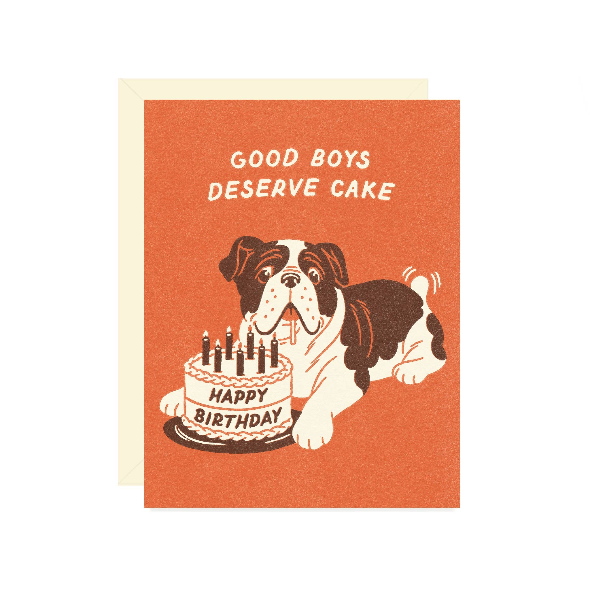 Wallflower Paper & Party - Wholesale Birthday Card - Bulldog and Cake Birthday Card0