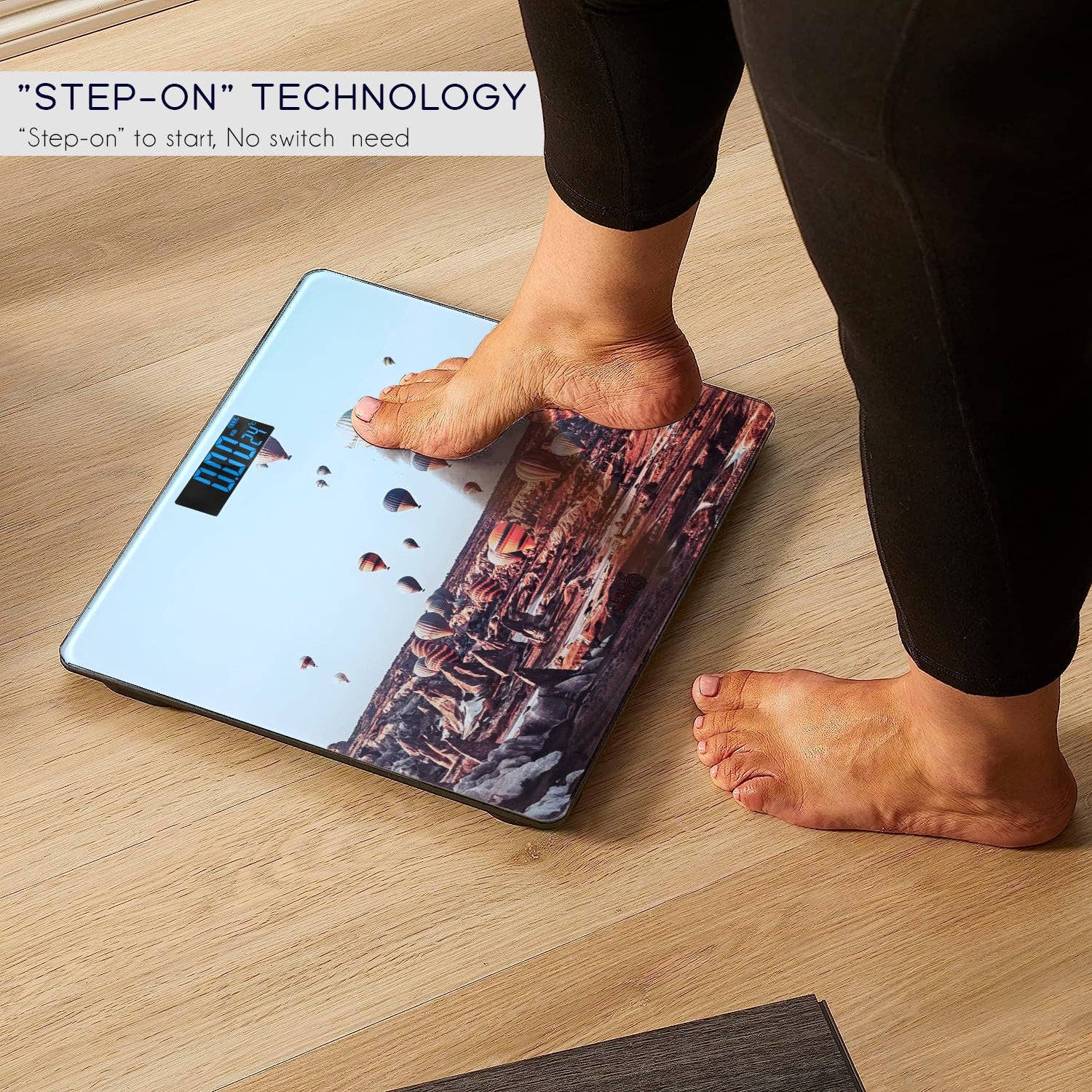 Ledsone – wholesale Scale – Printed Design Electronic Square Weighing Glass Top Weight Machine ~53842