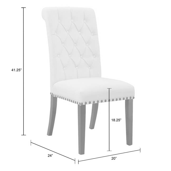 Glamour Home - Vente Chaises - Ensemble de chaises de salle à manger en tissu beige Aleki avec boutons capitonnés7