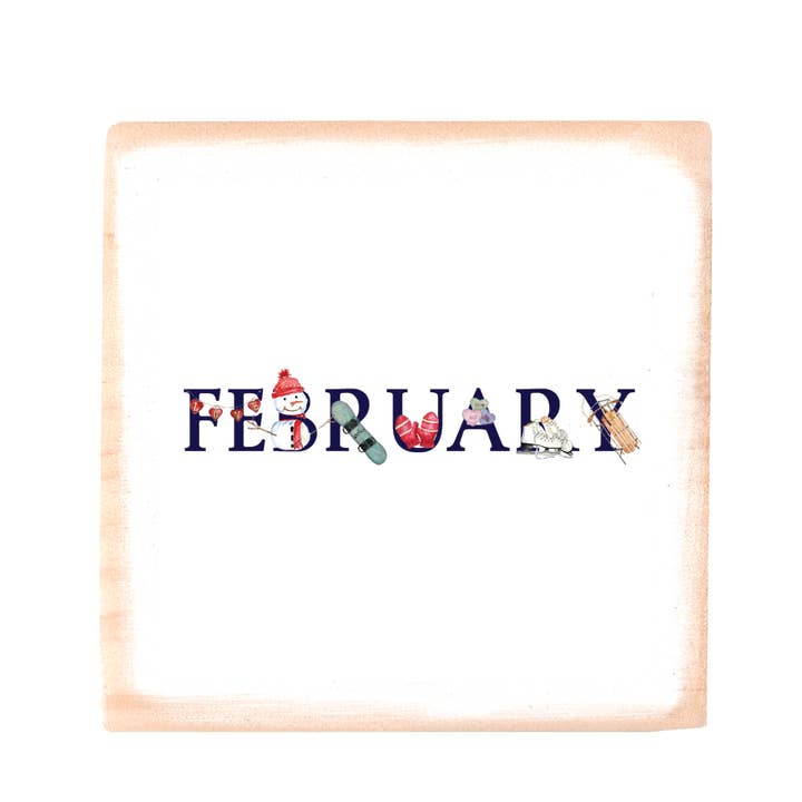 Tina Labadini Designs - Wholesale Art Print - february wood block