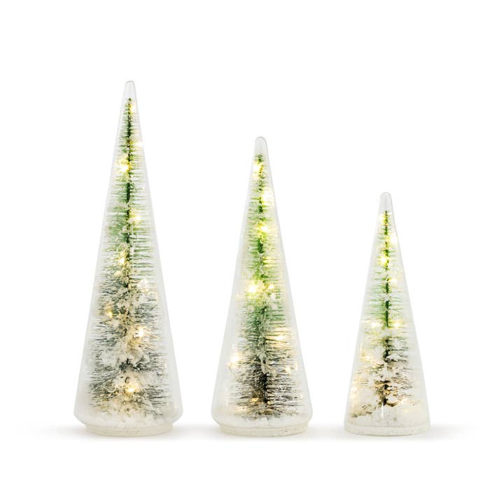 DEMDACO - Wholesale Christmas Decoration - Lit Glass Tree Figures - Set of 3