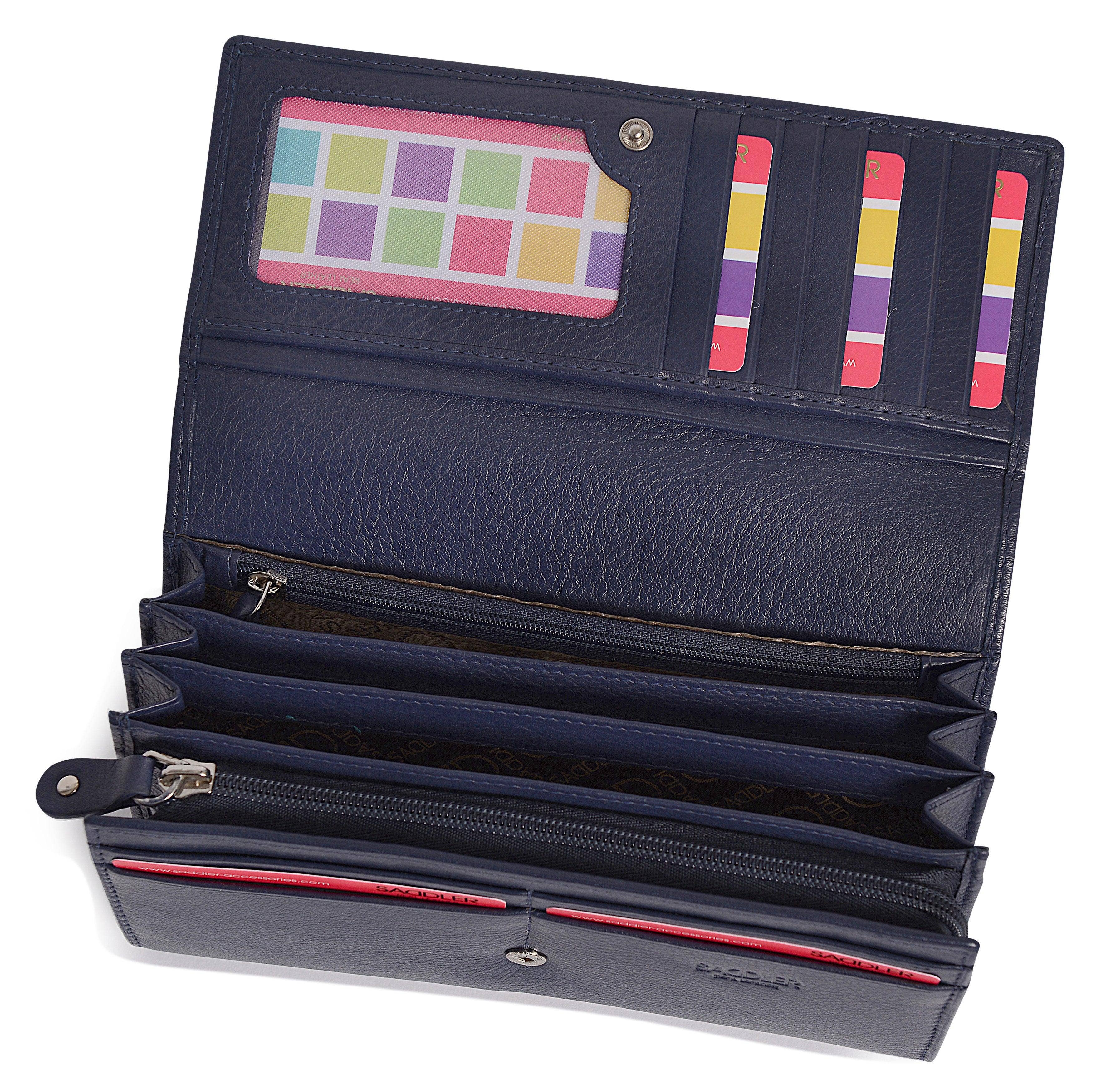 SADDLER - Vente Portefeuille – femme - Grand Portefeuille en Cuir à Sections Multiples "Grace" – Fait Main par Saddler | Protégé RFID & Boîte Cadeau14