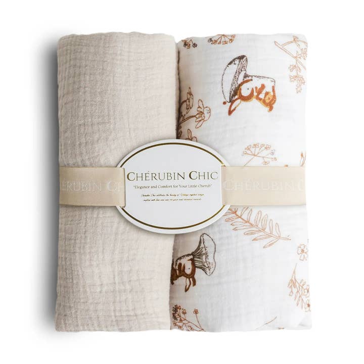 Manta de Bebé Vintage: Juego de 2 de Confort Sedoso, Hipoalergénico - Zoológico Floral para venta al por mayor de Cherubin Chic