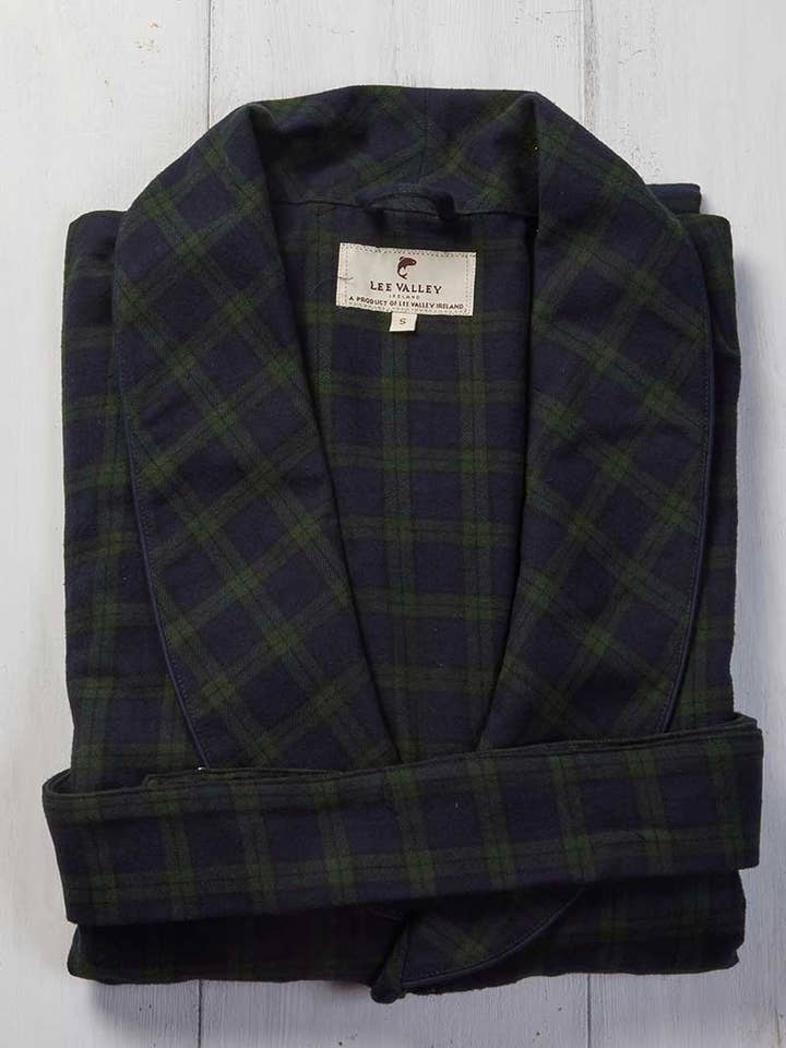 Lee Valley Ireland - Wholesale Robe - Unisex - Lee Valley Flannel Nightrobe - Green Tartan Blackwatch (LV6)3