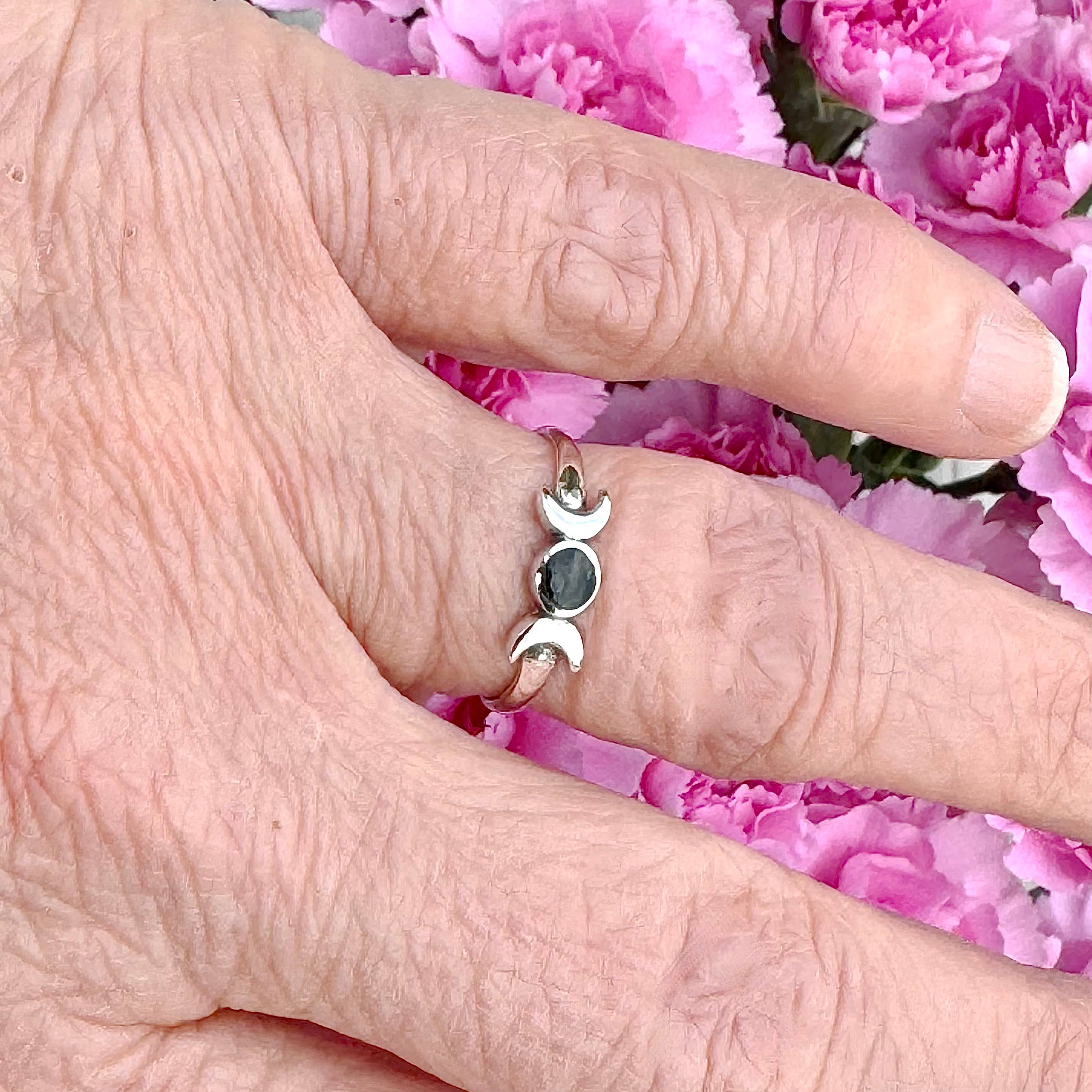 Moonrise Jewelry - Wholesale Single Stone/Solitaire Ring - Sterling Silver Moon with Black Agate Single Stone Ring5