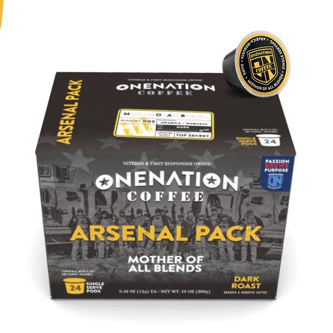 New! Arsenal 24-Pack Coffee Pods- M.O.A.B. - Dark Roast- Wholesale for wholesale by OneNation Coffee