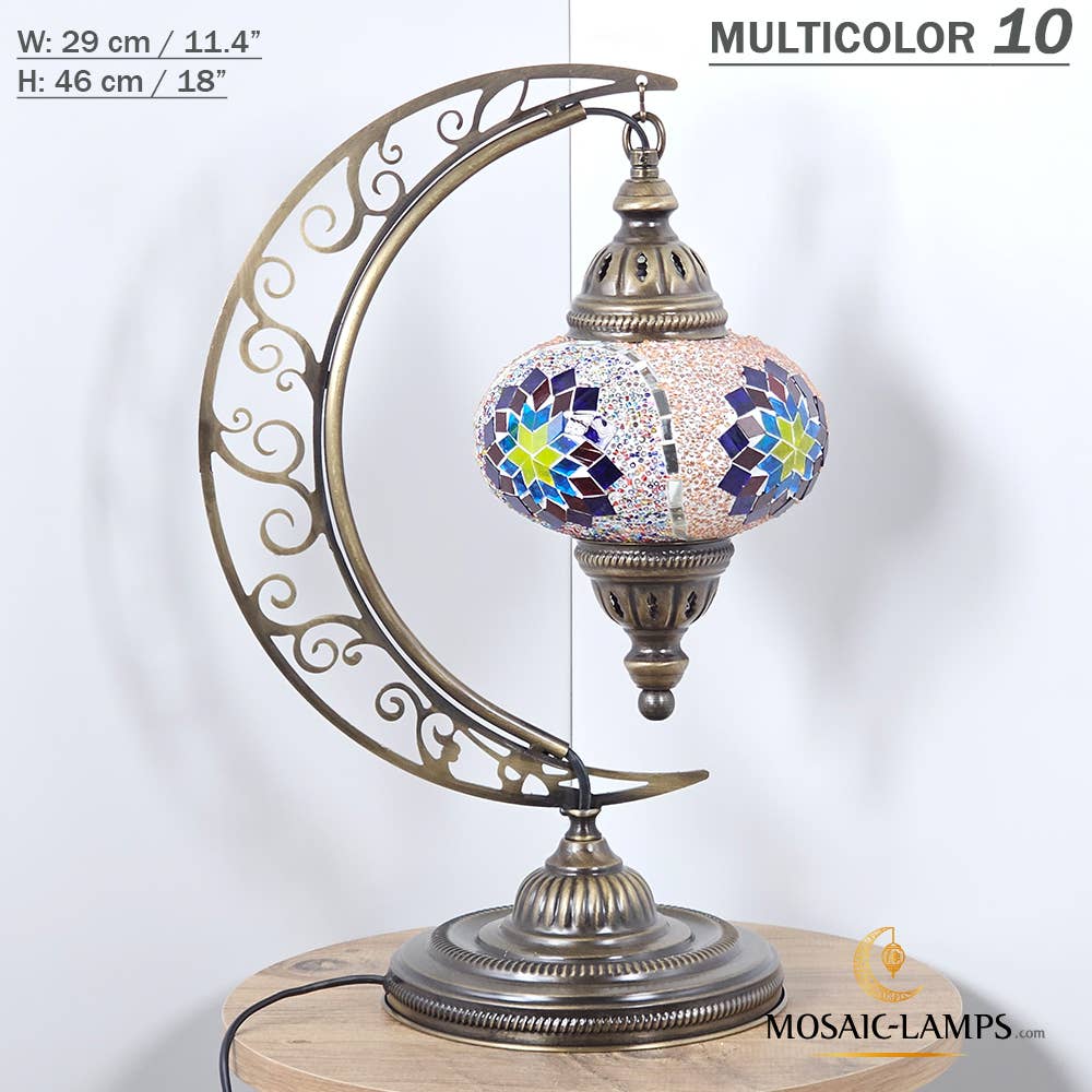 Mosaic Lamps - Wholesale Accent/Desk Lamp - 10+ Colors - Moroccan Moon Table Lamp, Arc, Murano Crescent44