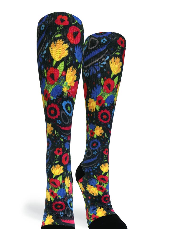 360 Flower Faces OTC Compression Socks (Standard & Extra Wide) for wholesale by Crazy Compression
