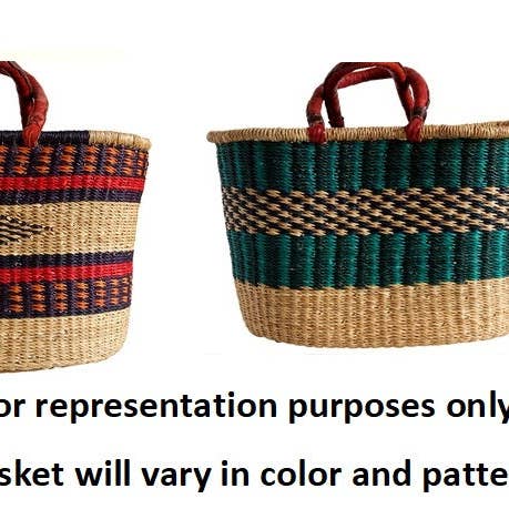 The African Home Goods - Wholesale Basket - AFRICAN OVAL BOLGA  GHANA BASKETS  - ASSORTED COLORS, 1 EA2