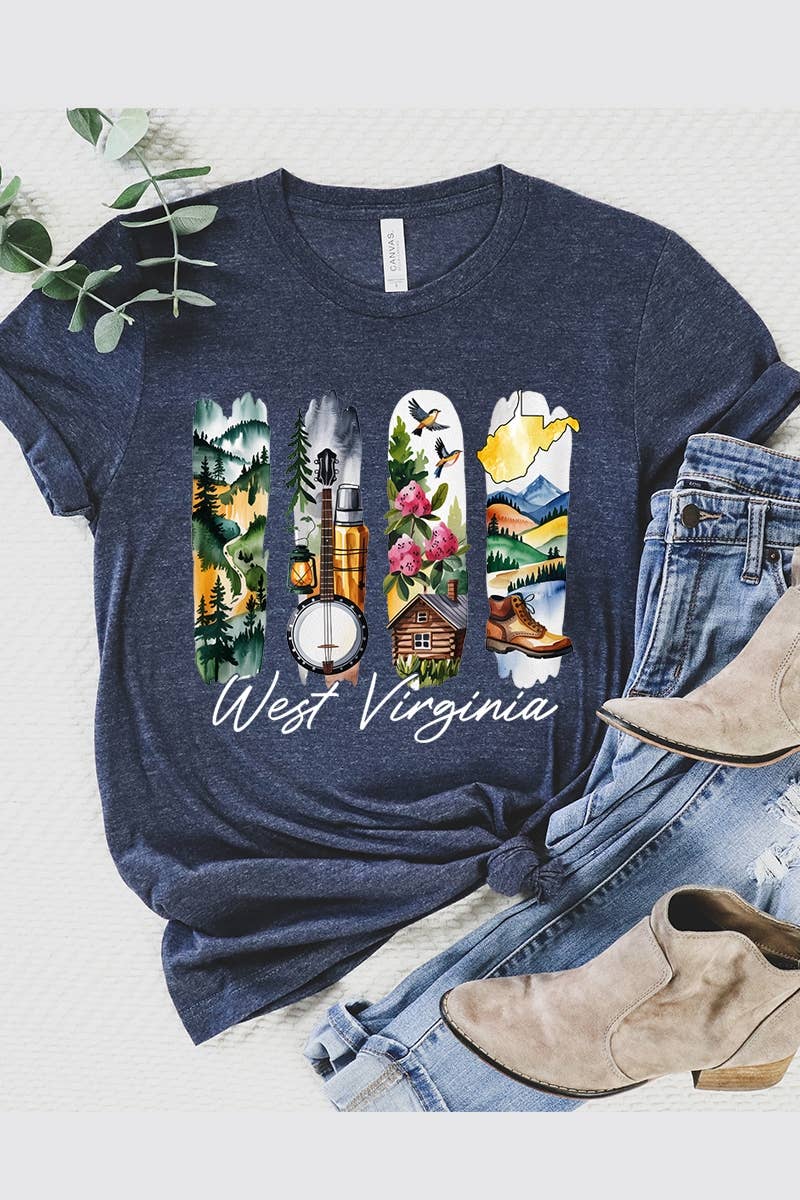 COLORBEAR - Wholesale T-Shirt (Graphic) - Women's - West Virginia State Brushstroke Graphic Tee5
