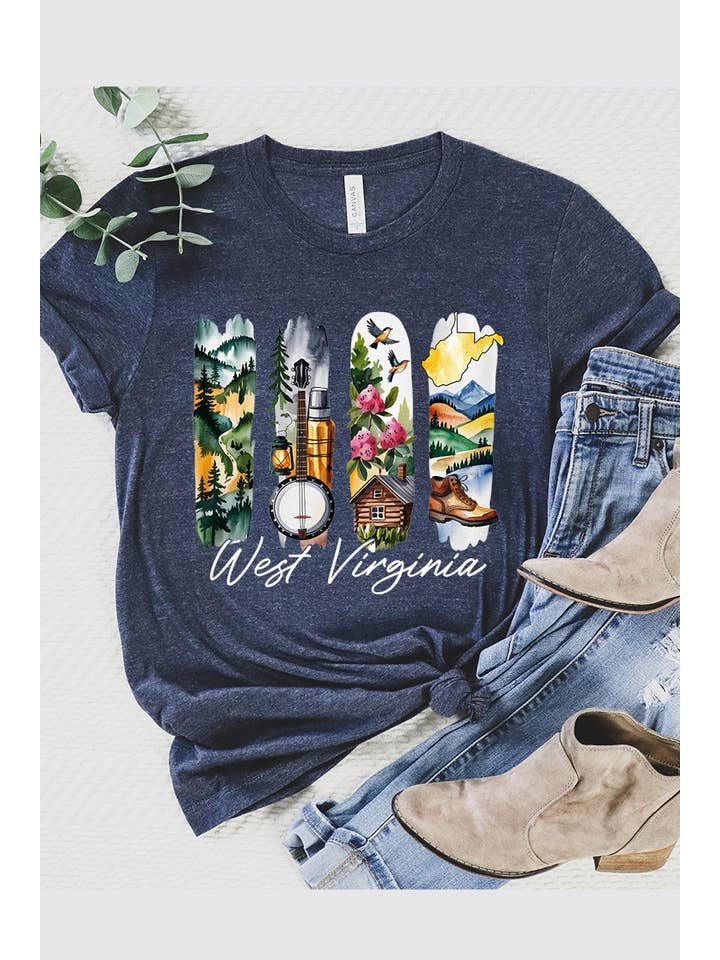 COLORBEAR - Wholesale T-Shirt (Graphic) - Women's - West Virginia State Brushstroke Graphic Tee5
