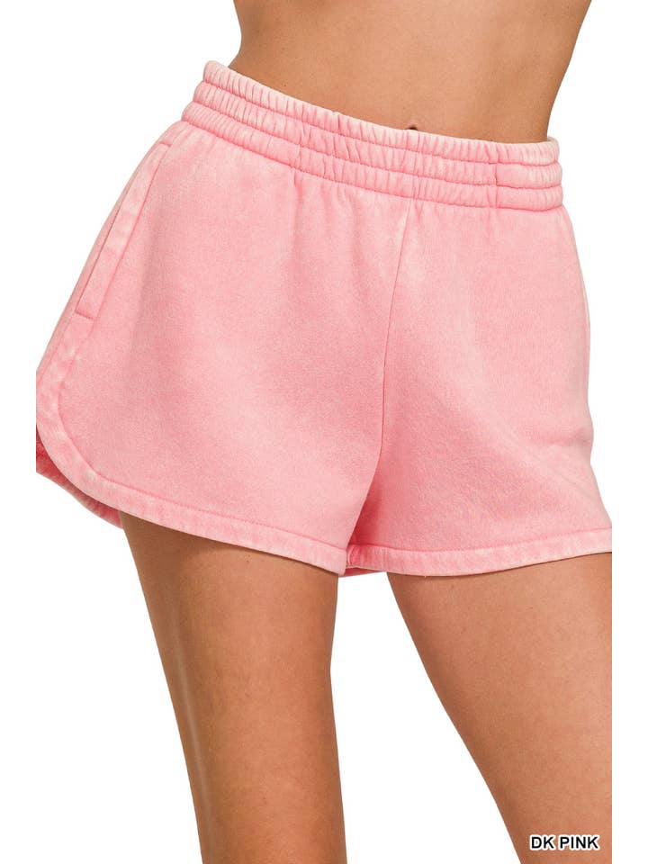 42POPS - Wholesale Shorts - Women's - .SI-27745 Acid Washed Elastic Waistband Dolphin Shorts