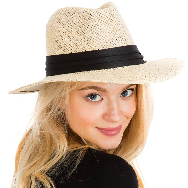 Cap Zone - Wholesale Straw Hat - Women's - Mesh Woven Wide Brim Paper Straw Panama Hat