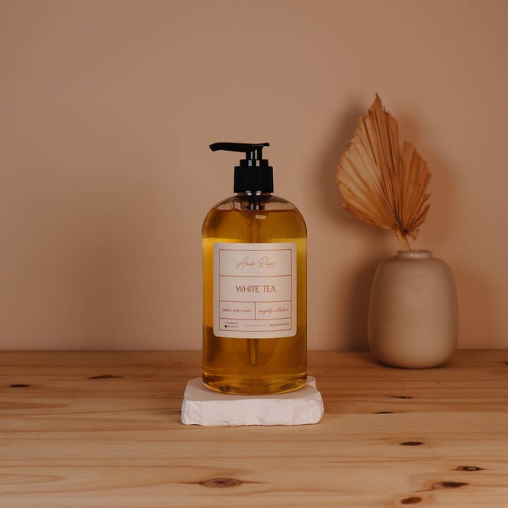 Aria Rose Bath Co - Wholesale Bath & body set - White Tea Hand + Body Liquid Soap1