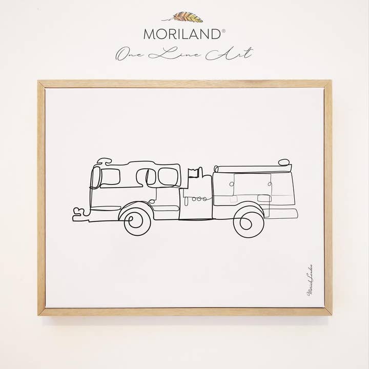 MORILAND - Vendita all'ingrosso Stampa artistica - Fire Engine - Disegno artistico One Line - Stampa su tela incorniciata