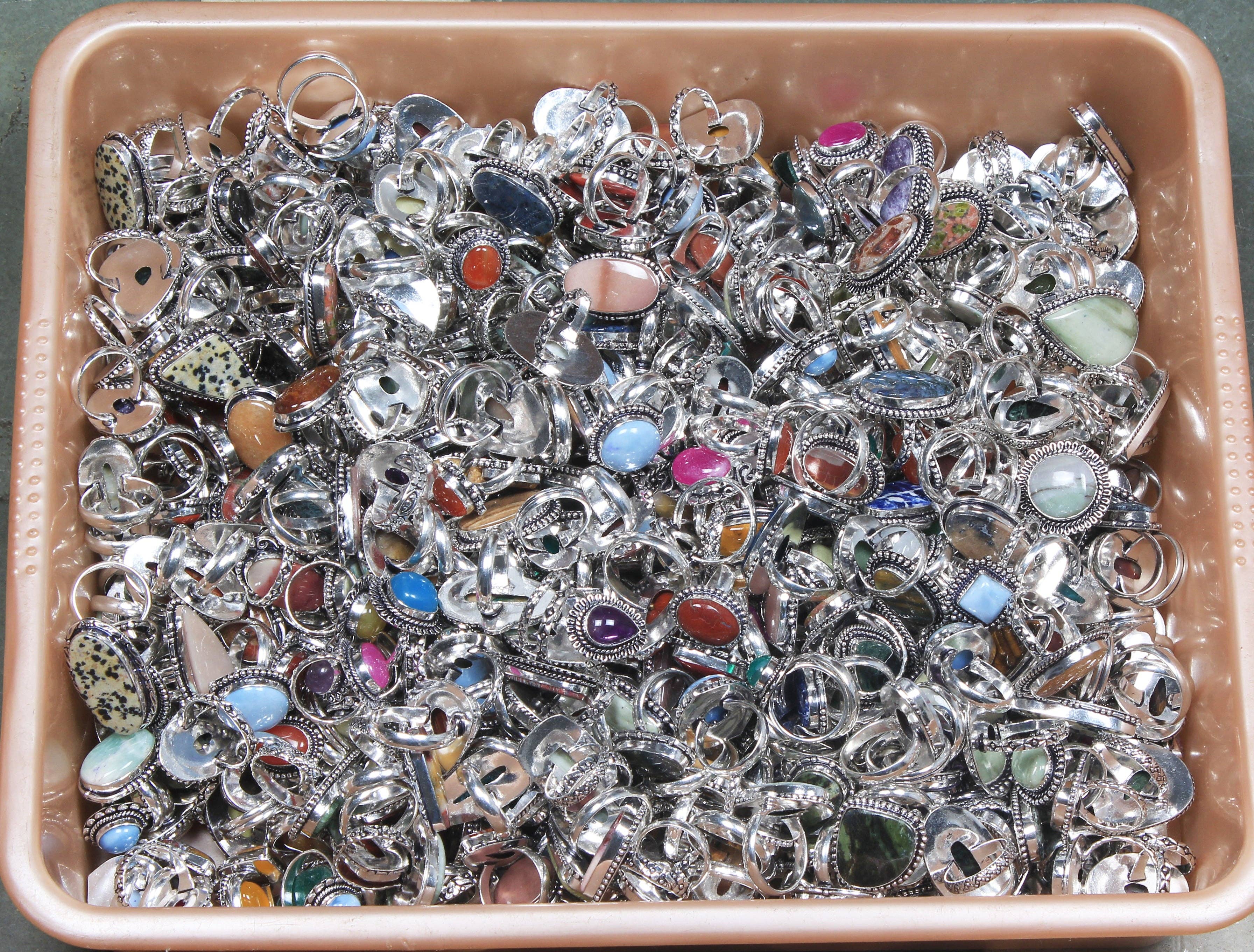 Handmade Jewels – Engroshandel Statementring – Boheme Krystal Ringsæt - Sølvbelagt, Blandede Størrelser, Assorterede Design10