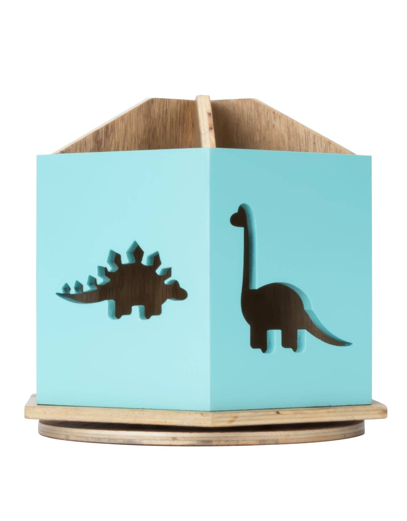 DesignStyles Home – Organizador de secretária por atacado – Organizador de mesa giratório azul de 6 seções com recortes Dino3