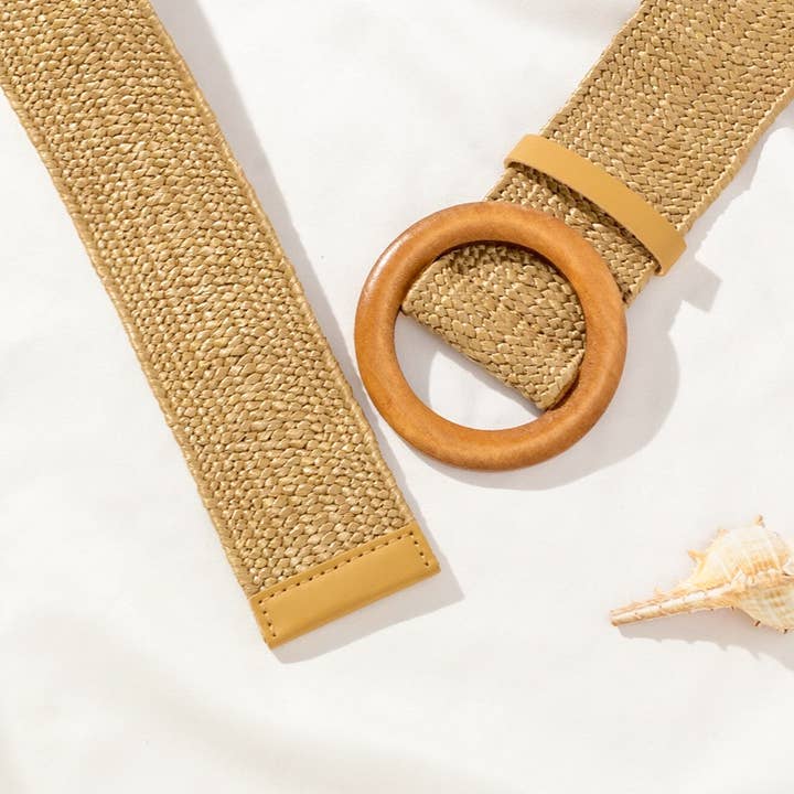 KC Factory - Wholesale Belt - Women's - Stretch Belt - Beige (Braided Vintage Elastic)